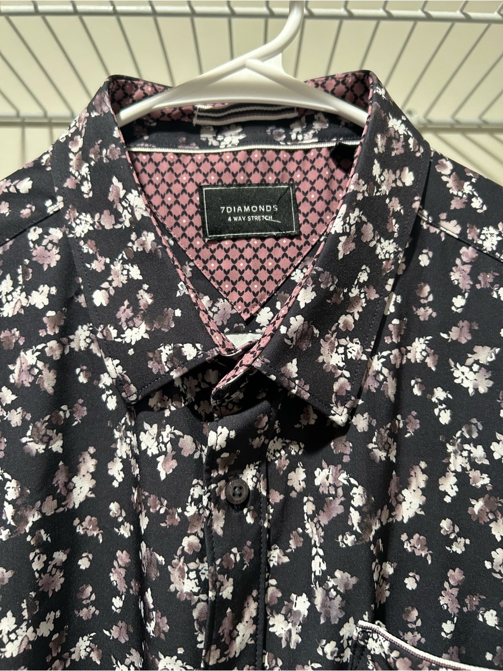 7 Diamonds Men’s Give Me Love 4 Way Stretch Woven Short Sleeve Casual Shirt L